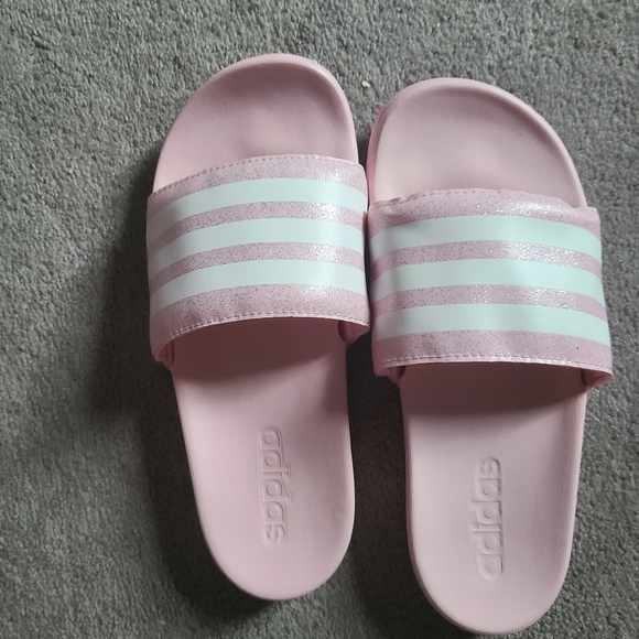 adidas Shoes - Women's Adidas Pink + White Slip On Sandals Size US 5
